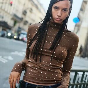 H&M Studded Mock Turtleneck Size S